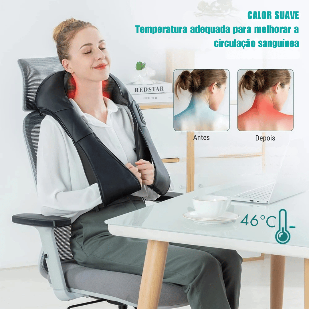 Massageador Shiatsu Aquecido para Pescoço e Ombros