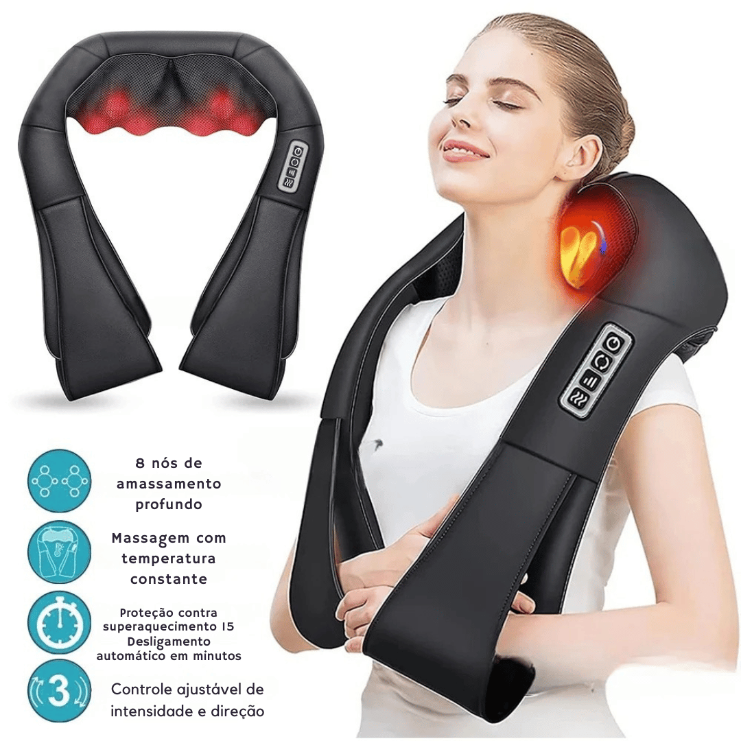 Massageador Shiatsu Aquecido para Pescoço e Ombros
