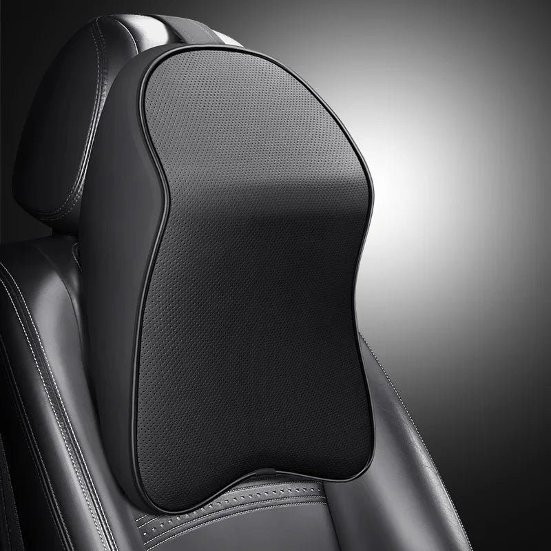 3d nappa couro memória espuma encosto de cabeça carro pescoço travesseiro apoio pescoço resto travesseiro para alívio da dor do carro viagem pescoço apoio