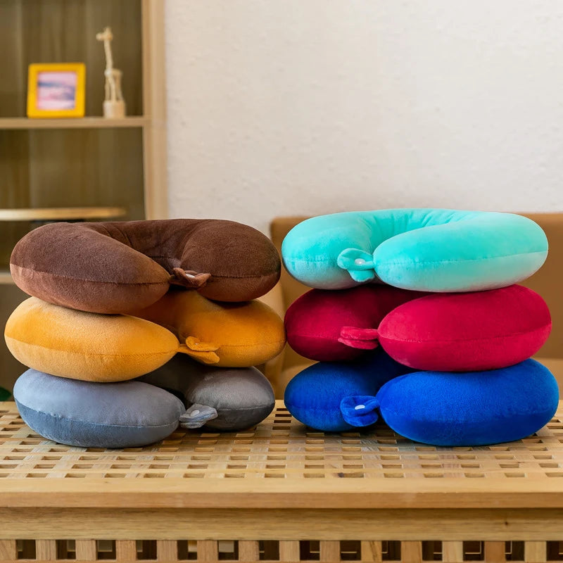 Travesseiro de pescoço em forma de u para suporte cervical travesseiro de viagem portátil para dormir e passeios de carro travesseiro de massagem para cochilo pp algodão u-