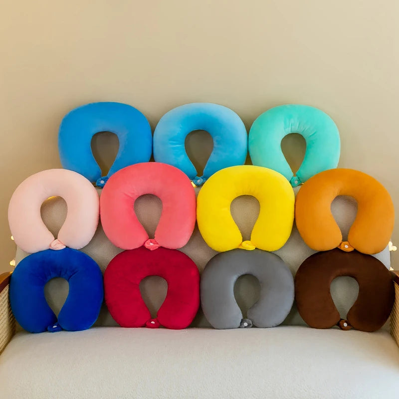 Travesseiro de pescoço em forma de u para suporte cervical travesseiro de viagem portátil para dormir e passeios de carro travesseiro de massagem para cochilo pp algodão u-