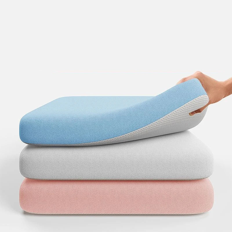 Almofada de assento de tecido elástico de seda gelo de espuma de memória macia almofada de cadeira de escritório almofada de assento de carro para longo sentado apoio lombar alívio da dor