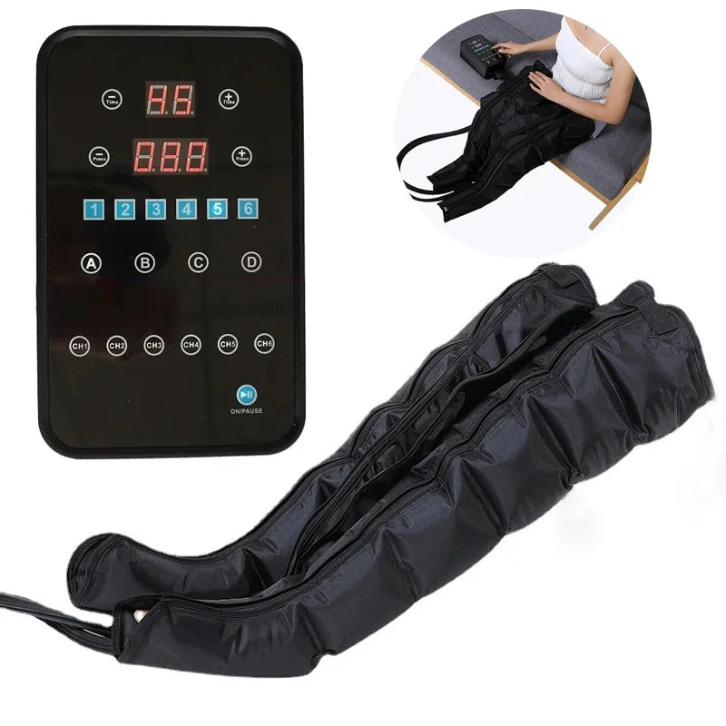 Sistema de massagem de compressão de ar, 6 câmaras, massageador de corpo inteiro, bomba de compressão, botas de recuperação, máquina de massagem para pés e pernas, airwrap