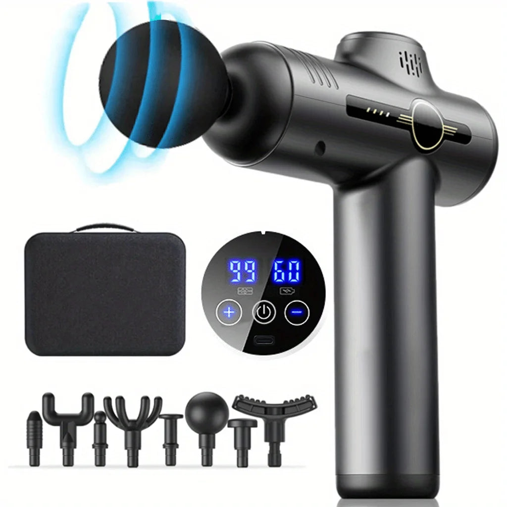 Pistola de massagem vibratória portátil para fáscia, para corpo, pescoço, costas, relaxamento muscular profundo, fitness, emagrecimento, uma cabeça