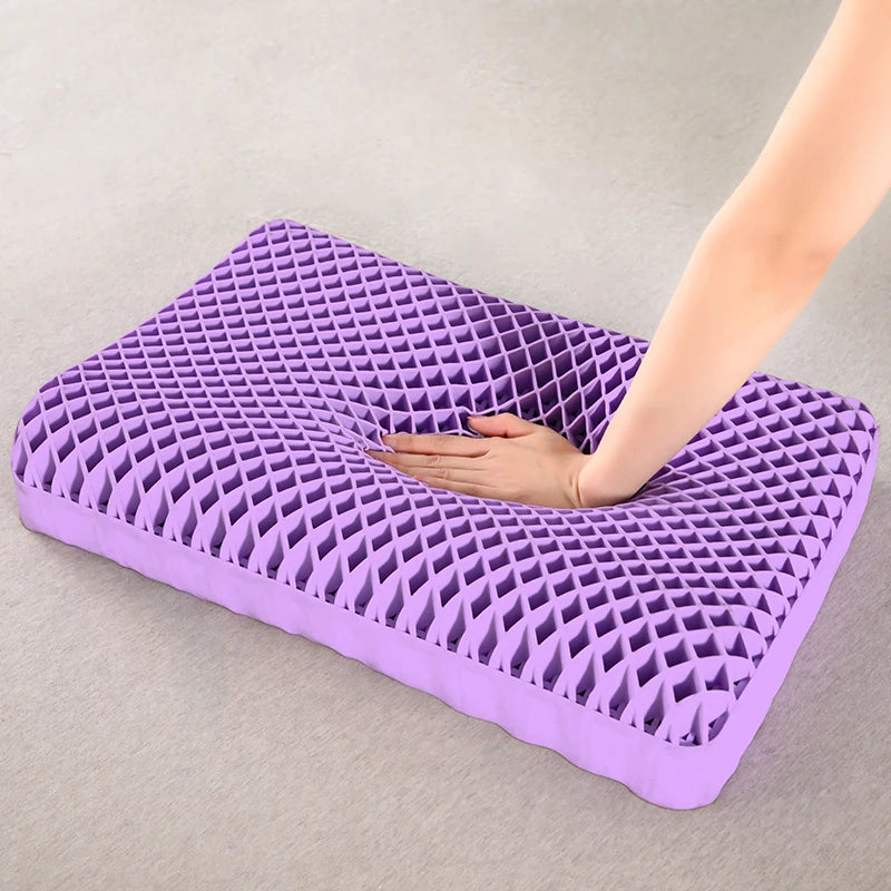 Travesseiro de pectina respirável camada de ar travesseiro tpe lavável com água, travesseiro de pescoço cervical de pressão zero látex adulto único travesseiro