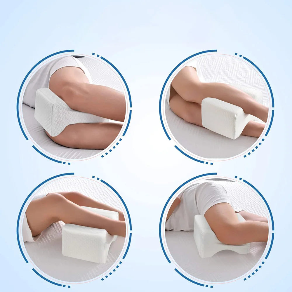 Almofada para pernas, travesseiro lateral, travesseiro de joelho de espuma de memória com cinto lateral para dormir, travesseiro para pernas com capa removível e lavável