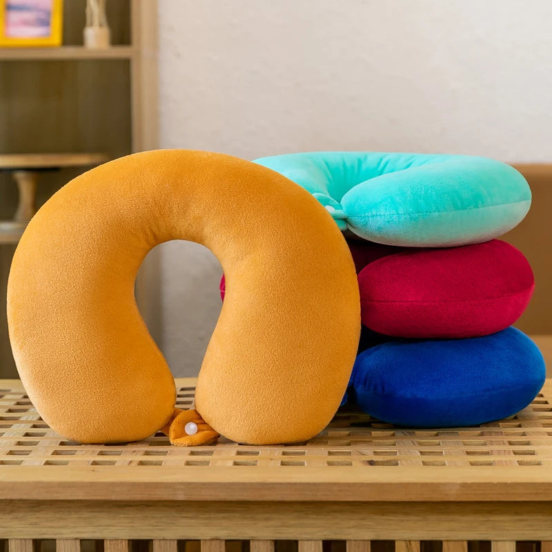 Travesseiro de pescoço em forma de u para suporte cervical travesseiro de viagem portátil para dormir e passeios de carro travesseiro de massagem para cochilo pp algodão u-