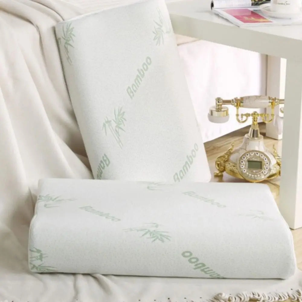 Travesseiro de fibra de bambu de recuperação lenta, confortável, cuidados de saúde, espuma de memória, suporte para pescoço, travesseiros ortopédicos macios