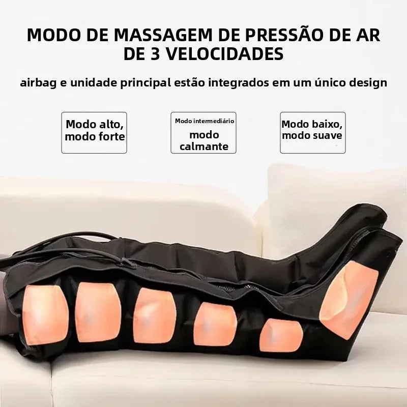 Pressão de ar perna massageador pé massagem botas amassar espremer relaxamento profundo bezerro com controle remoto