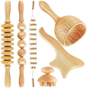 6 em 1 ferramenta de massagem de terapia de madeira massageador de drenagem linfática anti celulite fáscia rolo de massagem para relaxamento muscular de corpo inteiro