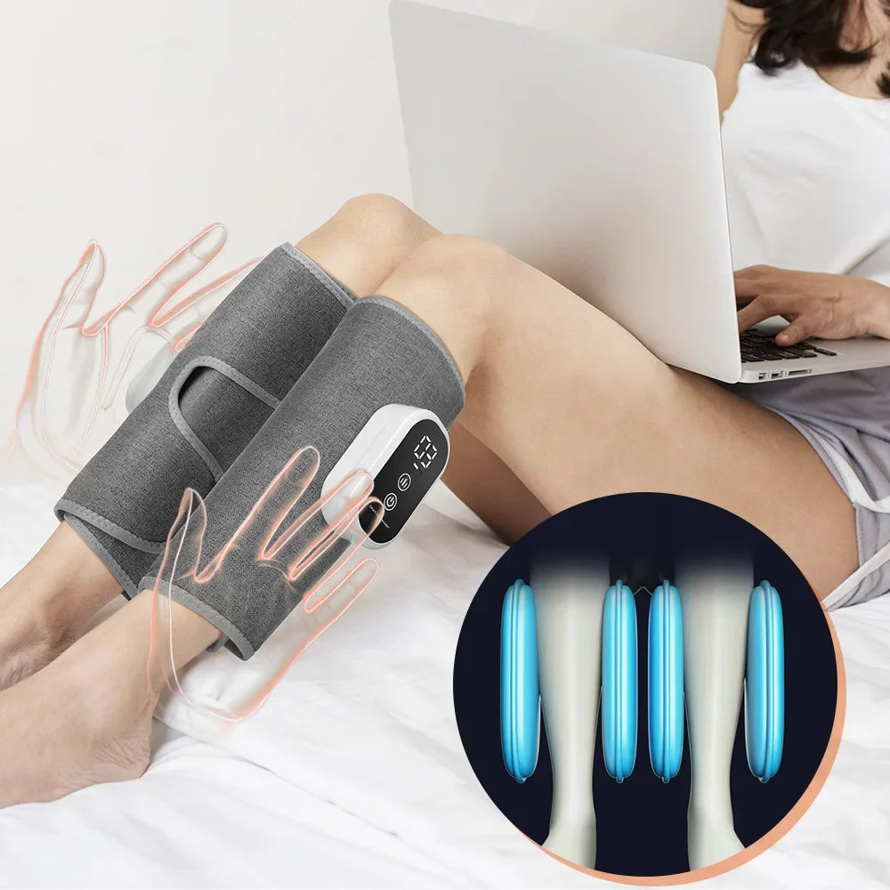 Massageador elétrico de panturrilha e pernas 3 modos sem fio 360 °   Pressão de ar massagem nas pernas airbag vibração massagem nas pernas sem fio relaxamento muscular